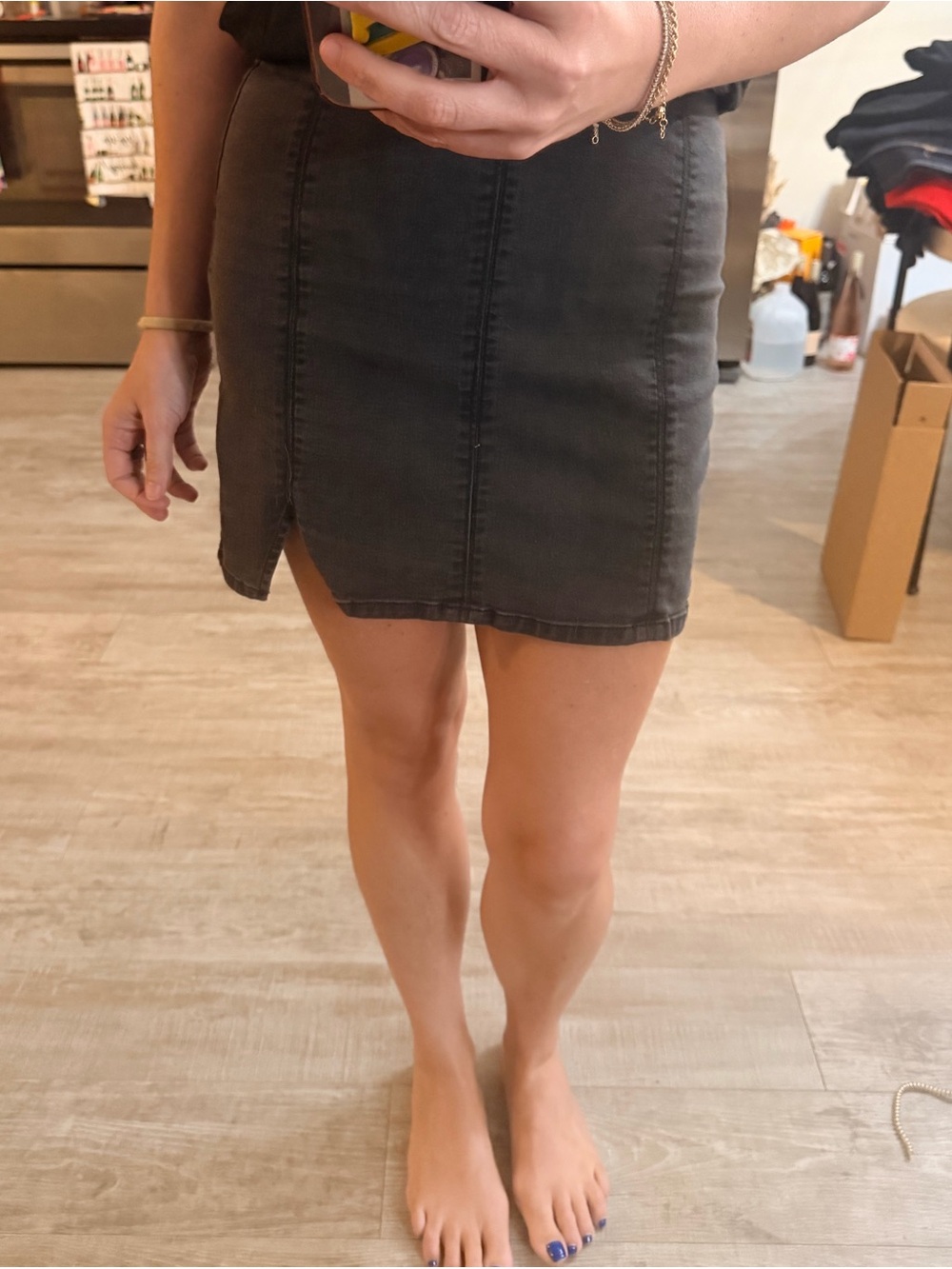 Free People Black Panel Mini Skirt